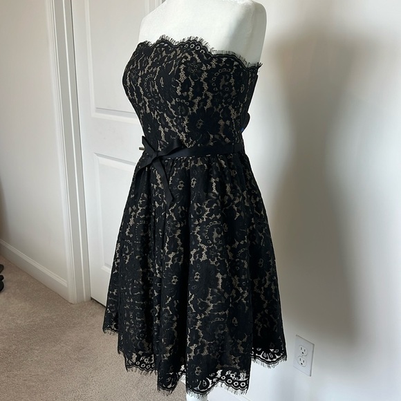 Robert Rodriguez Black Lace Strapless Fit Flare Mini Cocktail Dress Size 8 - Picture 3 of 17